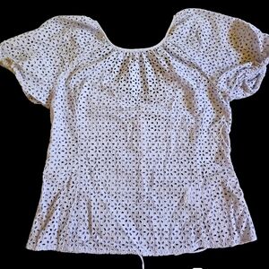 J.Crew lightweigh lavender embroidered top with puff sleeves and cut back size 6